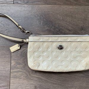 Coach Embossed Logo Wristlet, Off White